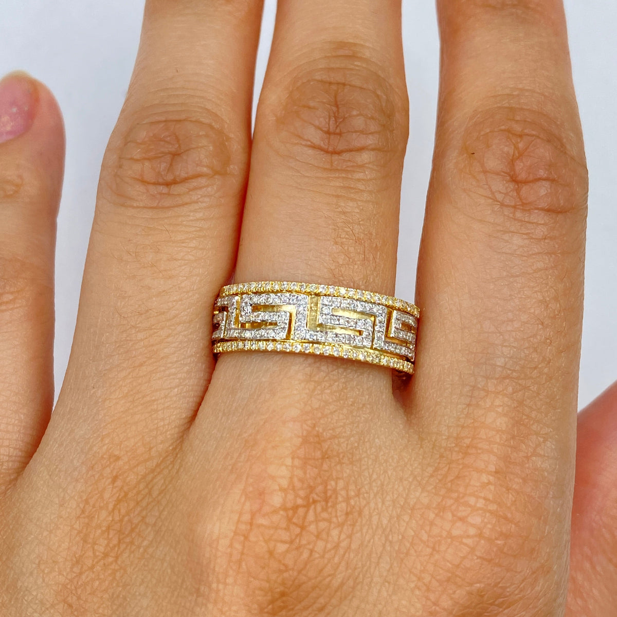 10K Gold Greek Diamond Ring - additional product view 3