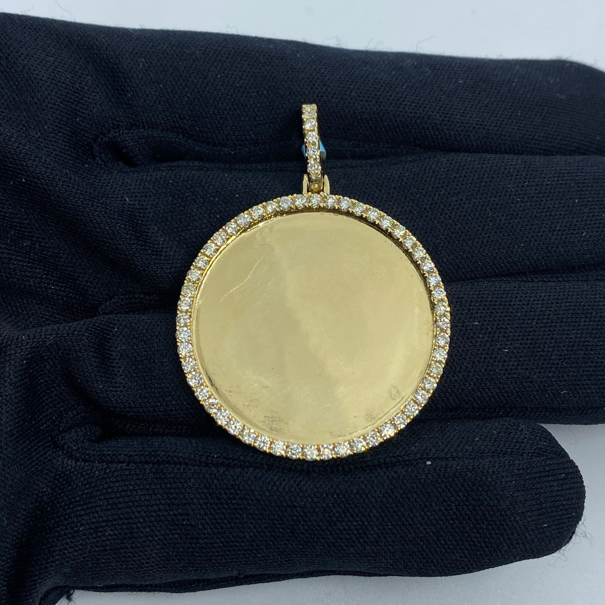 14K Gold Circle Diamond Picture Photo Pendant - additional product view 5