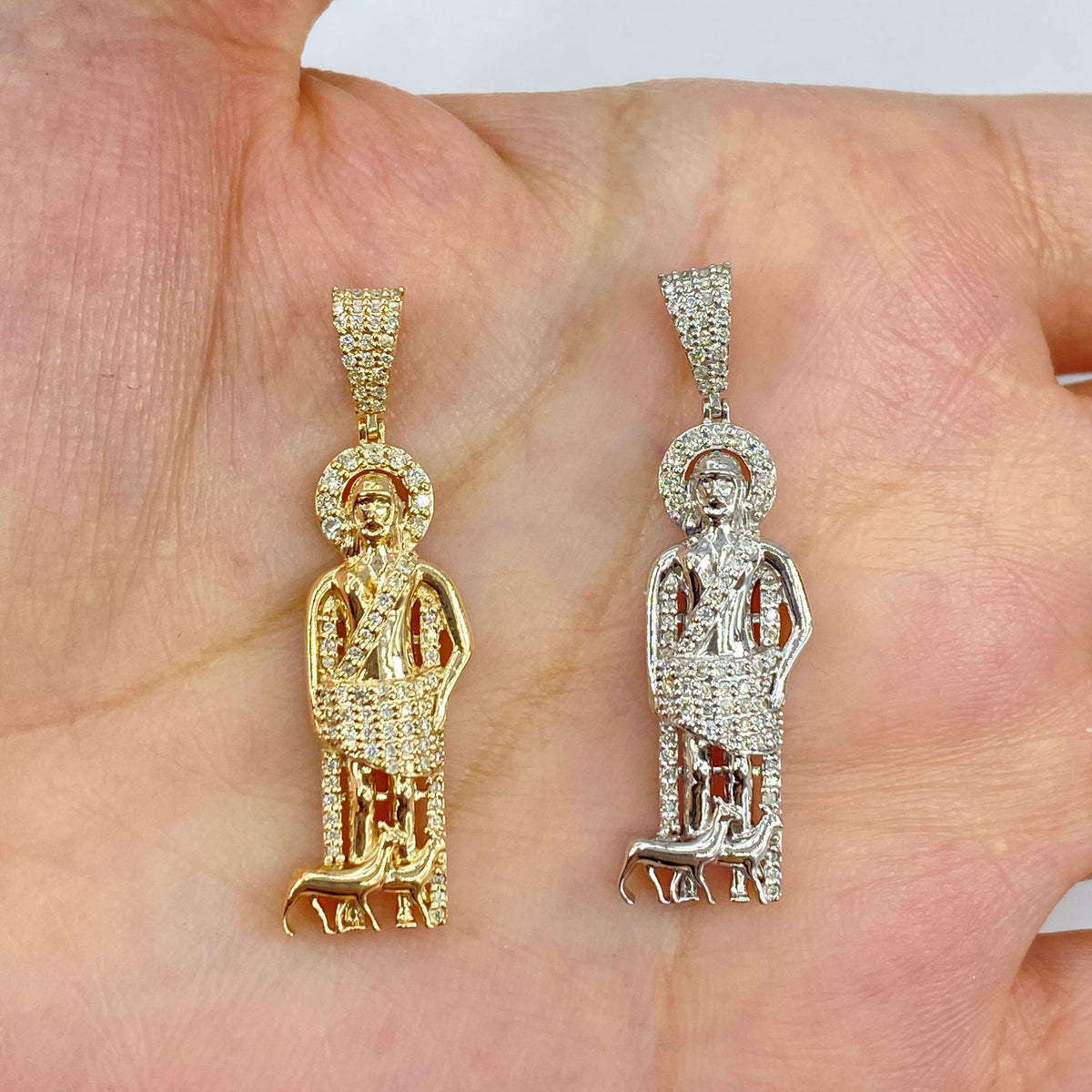 10K Gold Saint Lazarus Diamond Pendant - additional product view 3