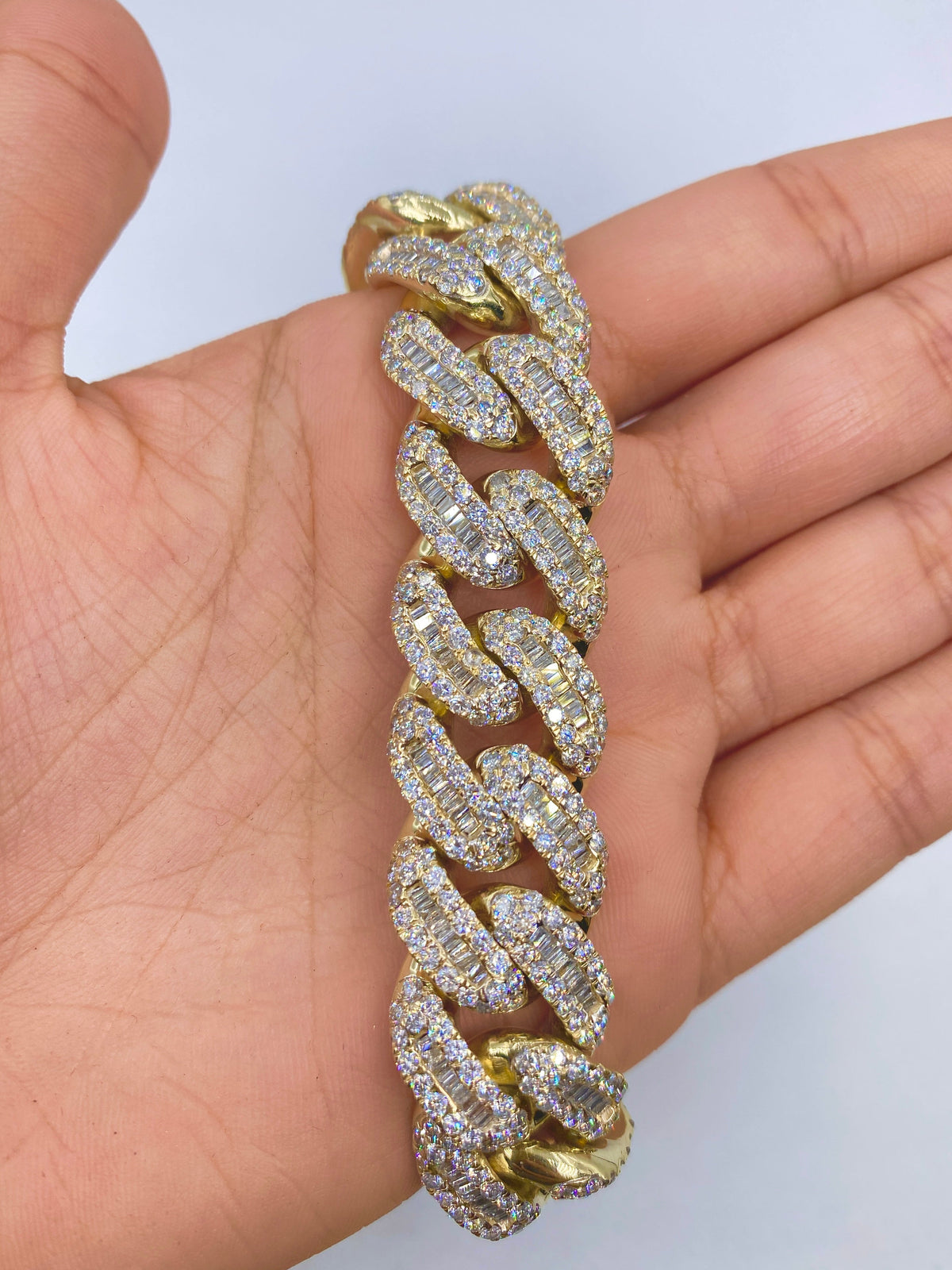 14K Gold Diamond Baguette Cuban Bracelet - additional product view 4