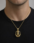 Male model wearing Solid 14K Gold Headset Pendant