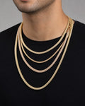 Male model wearing 14k Gold 4MM Ice Chains