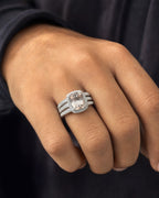 Male model wearing 14k Gold and Pink Tourmaline Three Ring Effy Set