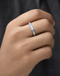 Male model wearing 14k Baguette Leb DIamond Ring Band