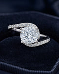 14k Circle Cut Spiral Lab Diamond Engagement Ring styled photo