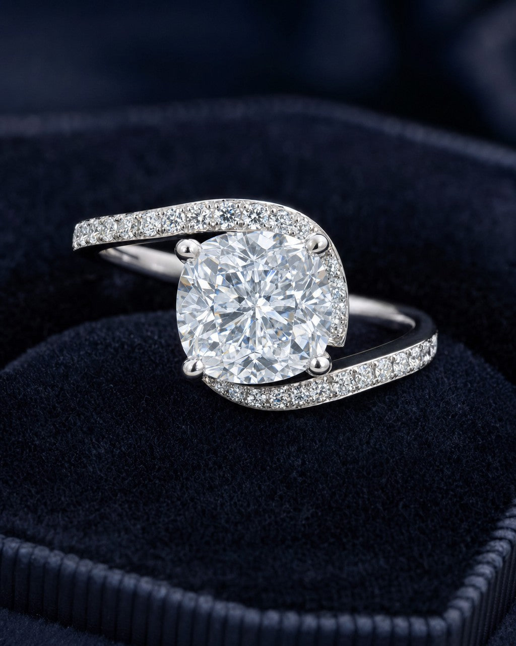 14k Circle Cut Spiral Lab Diamond Engagement Ring styled photo