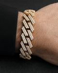 Male model wearing 14K Rose Gold & Diamond Cuban Bracelet 15.3mm
