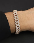 Male model wearing 10k Gold & Diamonds Cuban Link Bracelet 12mm
