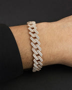 Male model wearing 10k Gold & Diamonds Cuban Link Bracelet 12mm