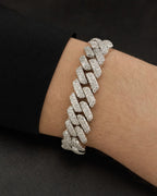 Male model wearing 10K gold & diamonds cuban link bracelet 3.5mm
