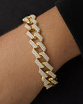 Male model wearing 14K gold & diamonds cuban link bracelet 13mm