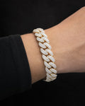 Male model wearing 14K gold & diamonds Cuban link bracelet 16.5mm