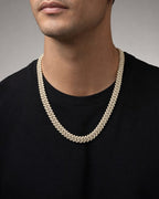Male model wearing 10K white gold & diamonds cuban link 10mm