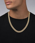Male model wearing 10K gold & diamonds cuban link 10mm
