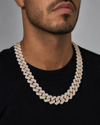 Male model wearing 14k Jumbo Rose Gold Bust-Down Diamond Cuban Chain