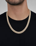 Male model wearing 14k Rose Gold Jumbo Diamond Cuban Chain 12mm