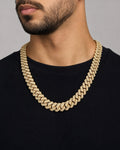 Male model wearing 14k Jumbo Diamond Cuban Chain 15.5mm
