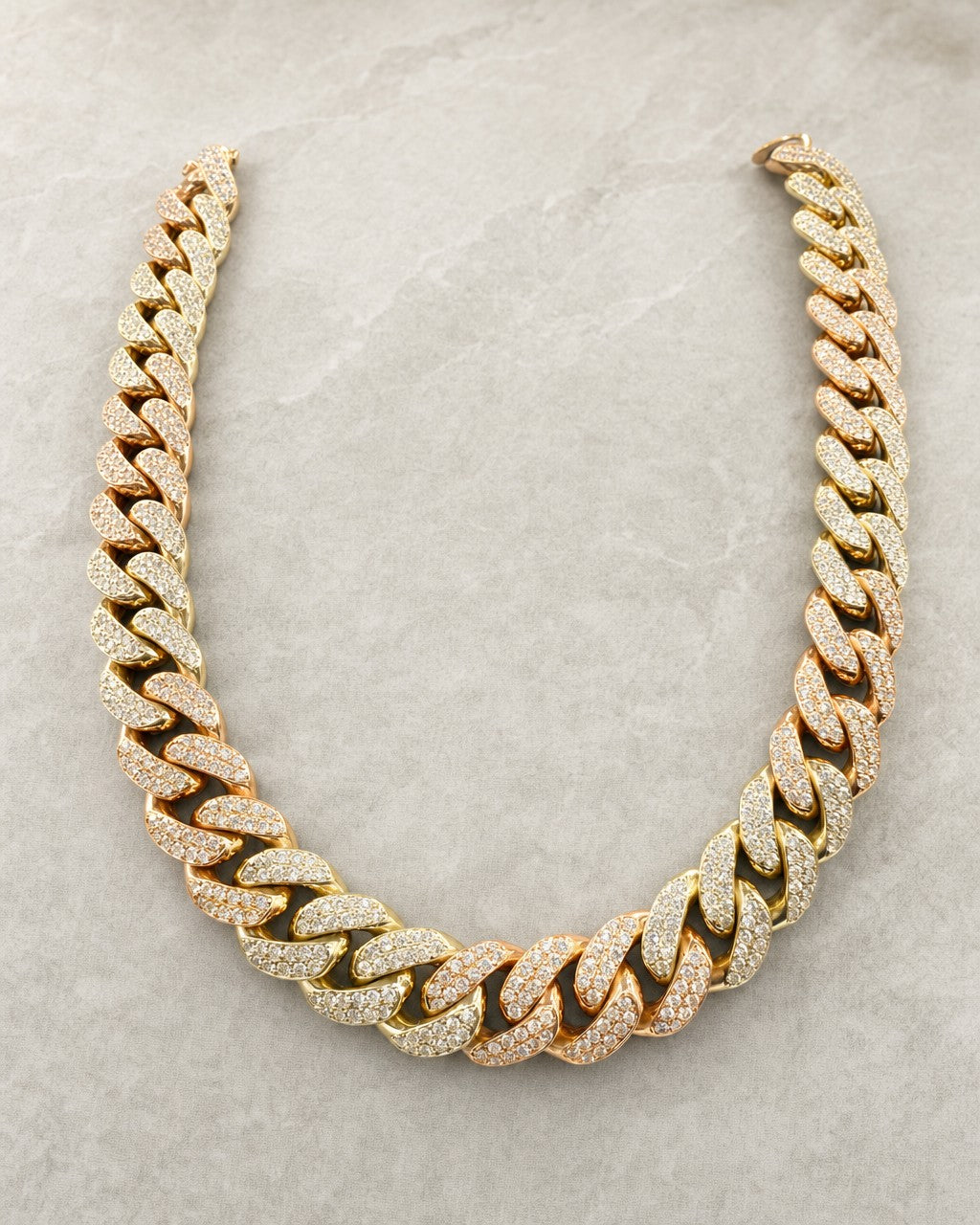 14k Two-Tone Jumbo Diamond Cuban Chain 16.5mm styled photo