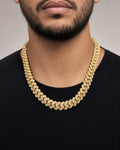 Male model wearing 14k Jumbo Diamond Cuban Chain 19mm