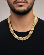 Male model wearing 14k Jumbo Diamond Cuban Chain 19mm