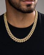 Male model wearing 14k Jumbo Diamond Cuban Chain 16.5mm