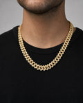 Male model wearing 14k Jumbo Diamond Cuban Chain 18.5mm