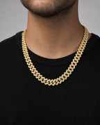 Male model wearing 14k Jumbo Diamond Cuban Chain 18.5mm
