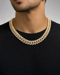 Male model wearing 14k Jumbo Diamond Cuban Chain 17.4mm