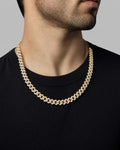 Male model wearing 14k Jumbo Diamond Cuban Chain 10mm