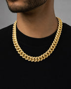 Male model wearing 14k Jumbo Diamond Cuban Chain 16mm