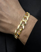 Male model wearing 14k Italian Cuban Link Bracelet 11.2mm