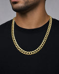 Male model wearing 14k Italian Cuban Link Chain 11mm