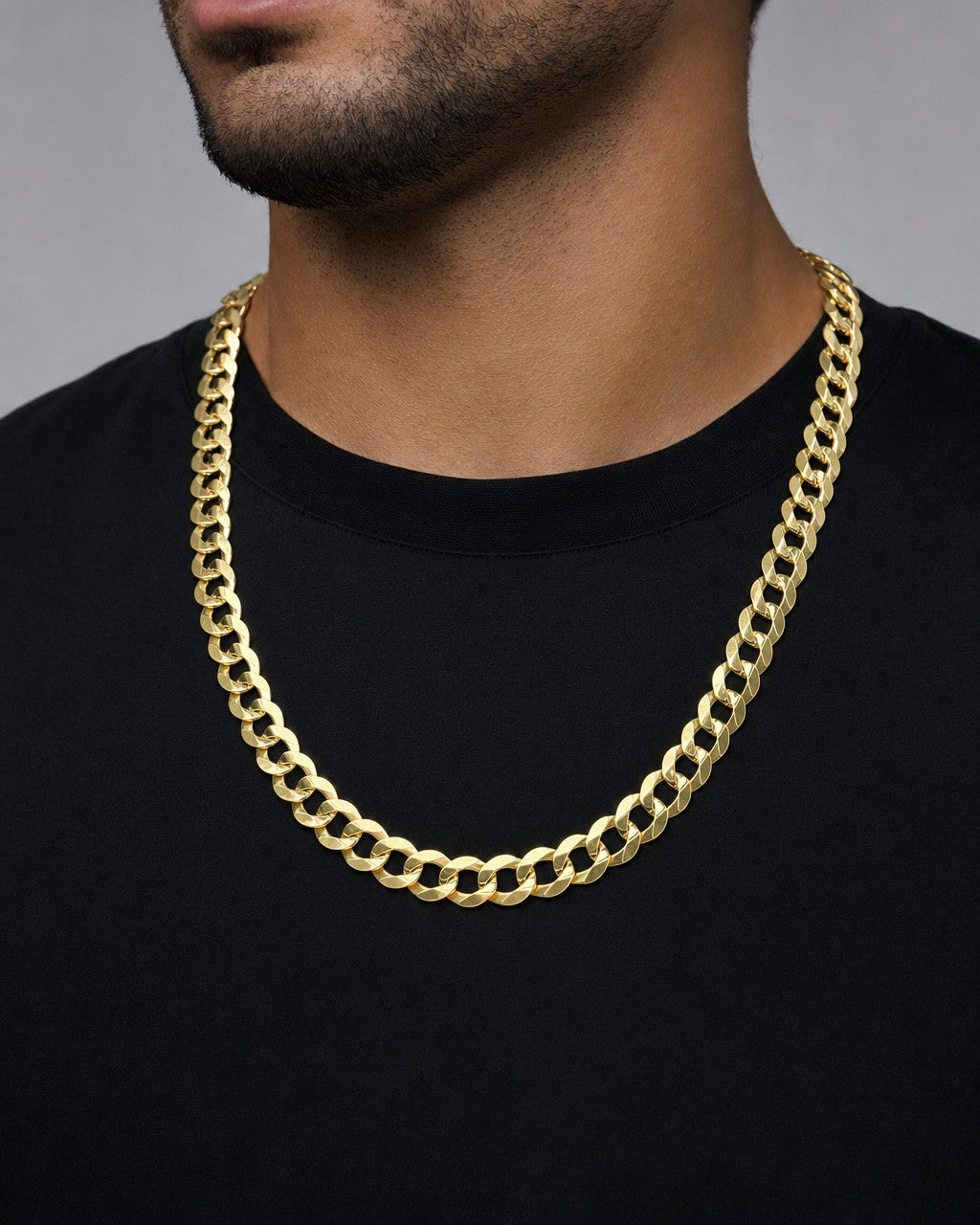 Male model wearing 14k Italian Cuban Link Chain 11mm