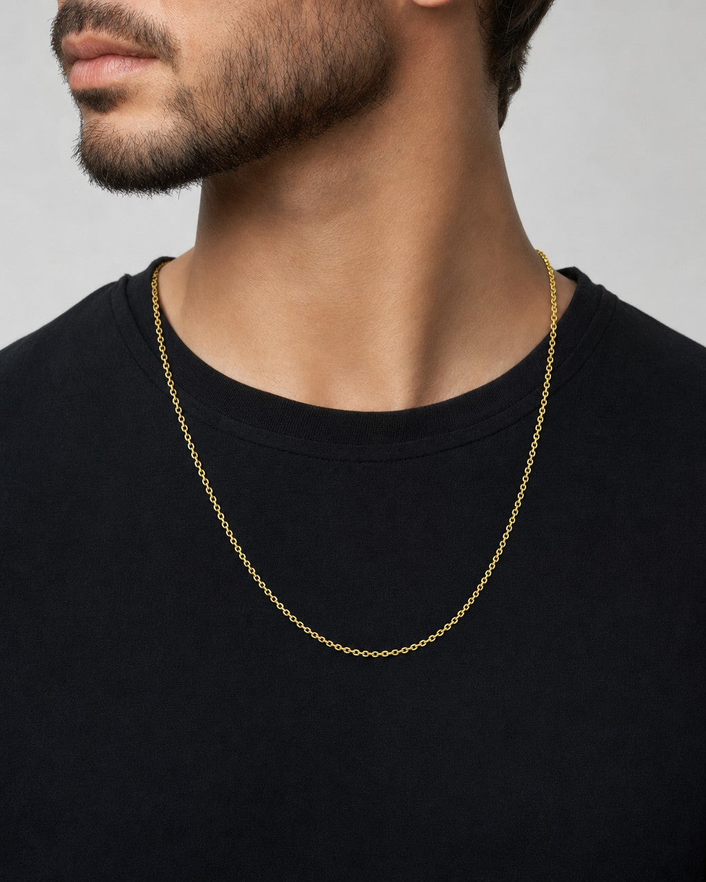 Male model wearing 18K Gold Link Chain
