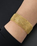 Male model wearing 14k Gold Textured Bracelet