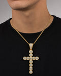 Male model wearing 14K “Los Diamantes” Cross Pendant