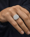 Male model wearing 14K XL Diamond Square Ring