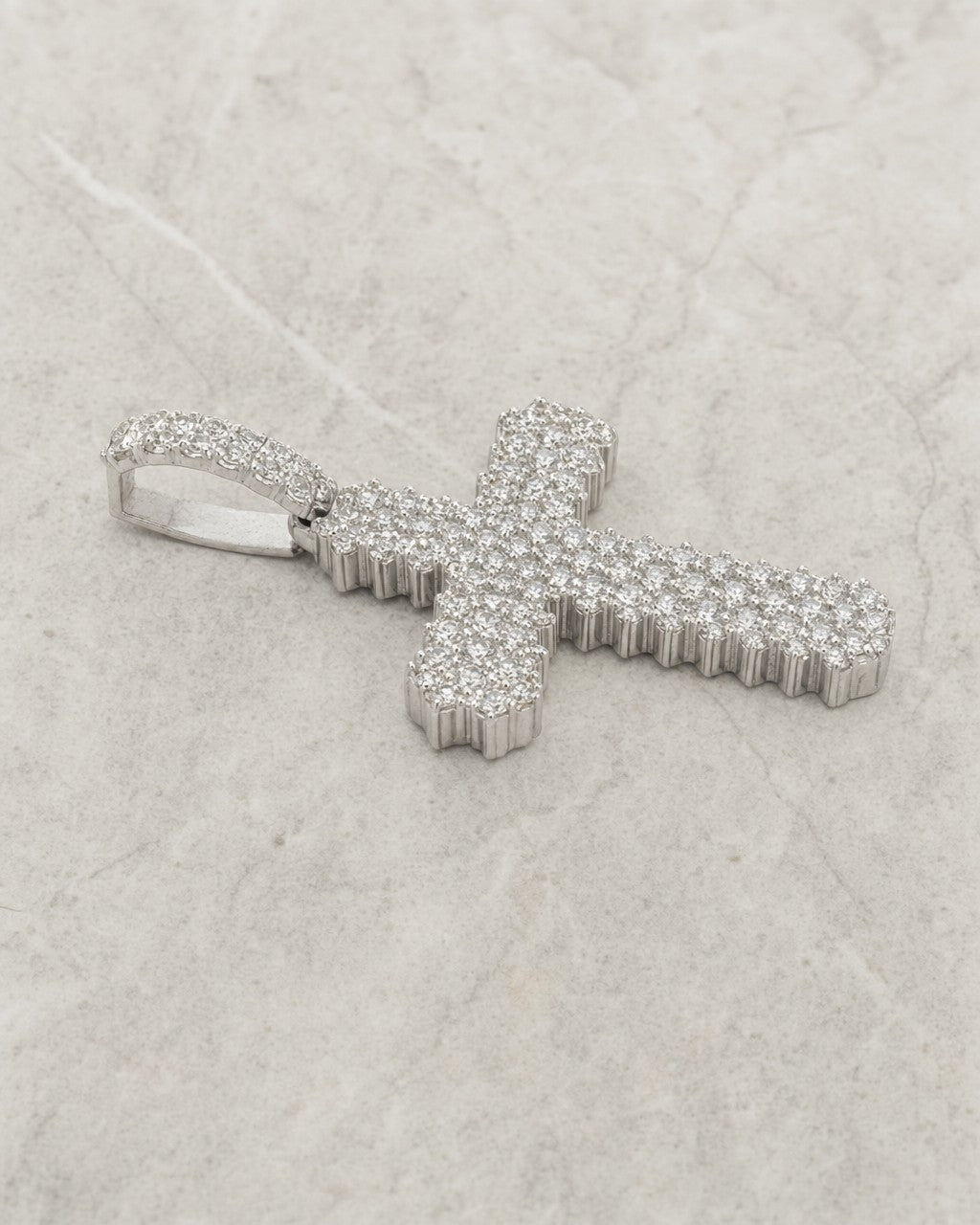 14k Spiky Diamond Cross Pendant styled photo