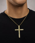Male model wearing 10K Jubilant Diamond Cross Pendant