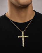 Male model wearing 10K Jubilant Diamond Cross Pendant