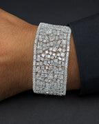 Male model wearing 14K Thick Fabric Diamond Bracelet