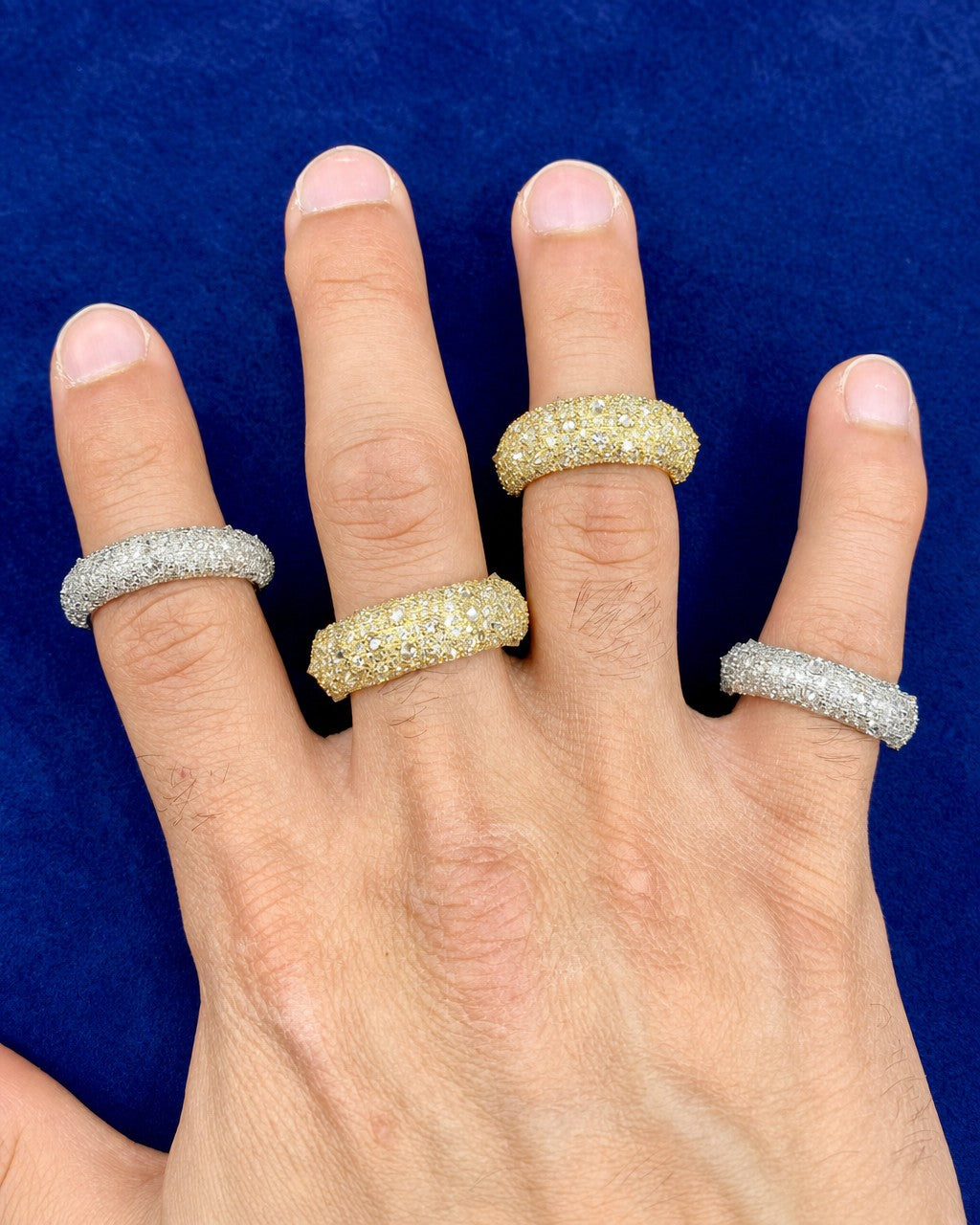 14k Mosaic Upside-Down Diamond Ring styled photo