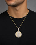 Male model wearing 10k Baseball Custom Pendant