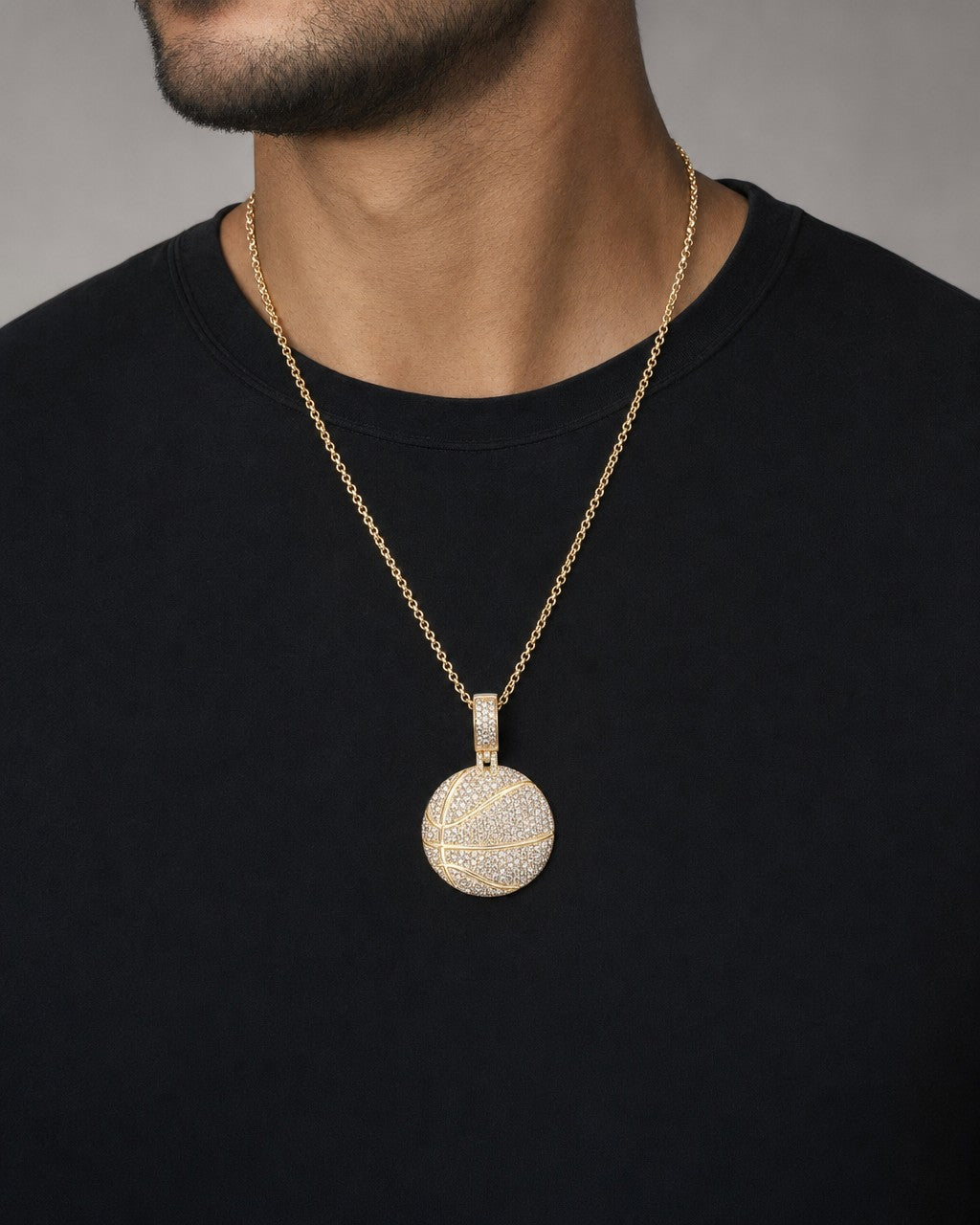 Male model wearing 10K Basketball Custom Pendant