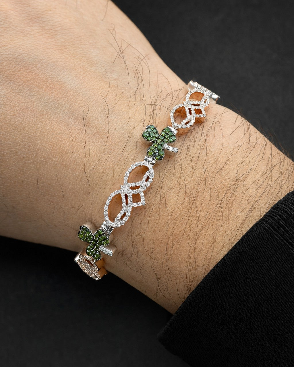 Male model wearing 14k Lucky Clover Bracelet
