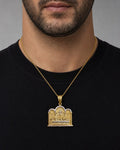 Male model wearing 14k Gold Last Supper pendant