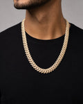 Male model wearing 14K Jumbo Diamond Cuban 16M