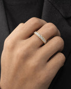 Male model wearing 10k Half Diamond Ring Band 3.85mm