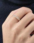 Male model wearing 10k Rose Gold Half Diamond Ring Band