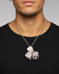 Male model wearing 14k Double Dice Pendant